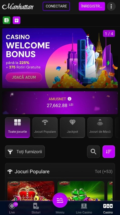 Folosește aplicația mobilă Manhattan Casino pentru a revendica bonusul și a juca sloturi