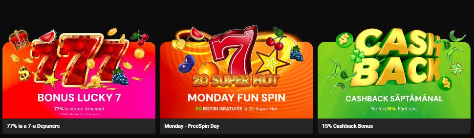 Revendică bonusuri săptămânale Lucky 7 cashback și rotiri gratuite
